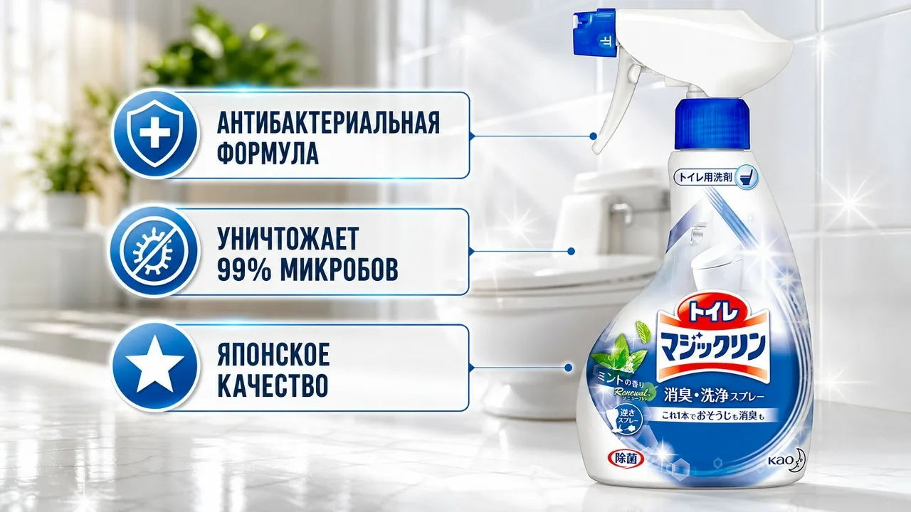 Kao Magiclean Toilet Спрей-пенка для туалета с ароматом свежих трав 350 мл