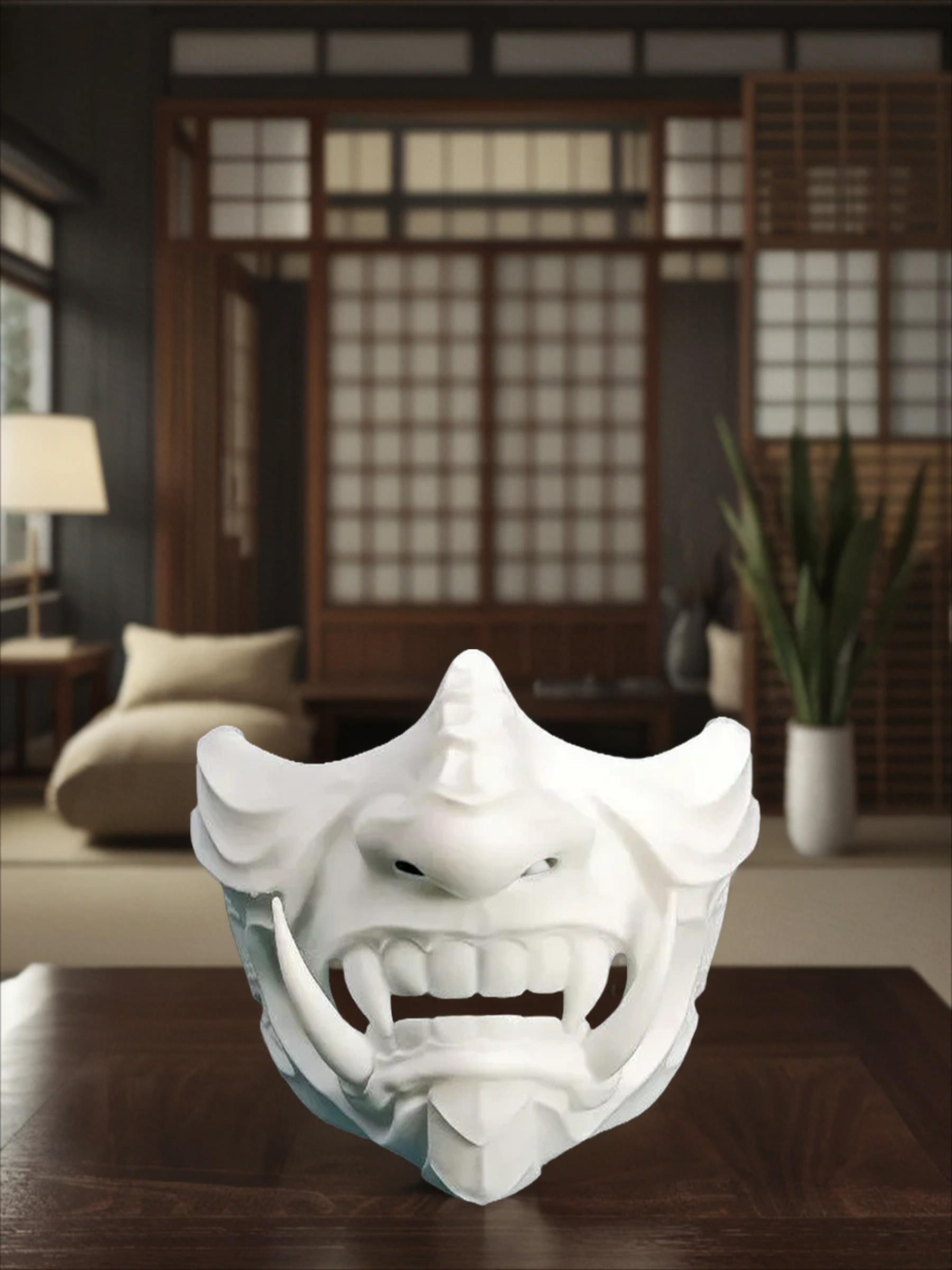 POAC Маска японская демон Они Белая