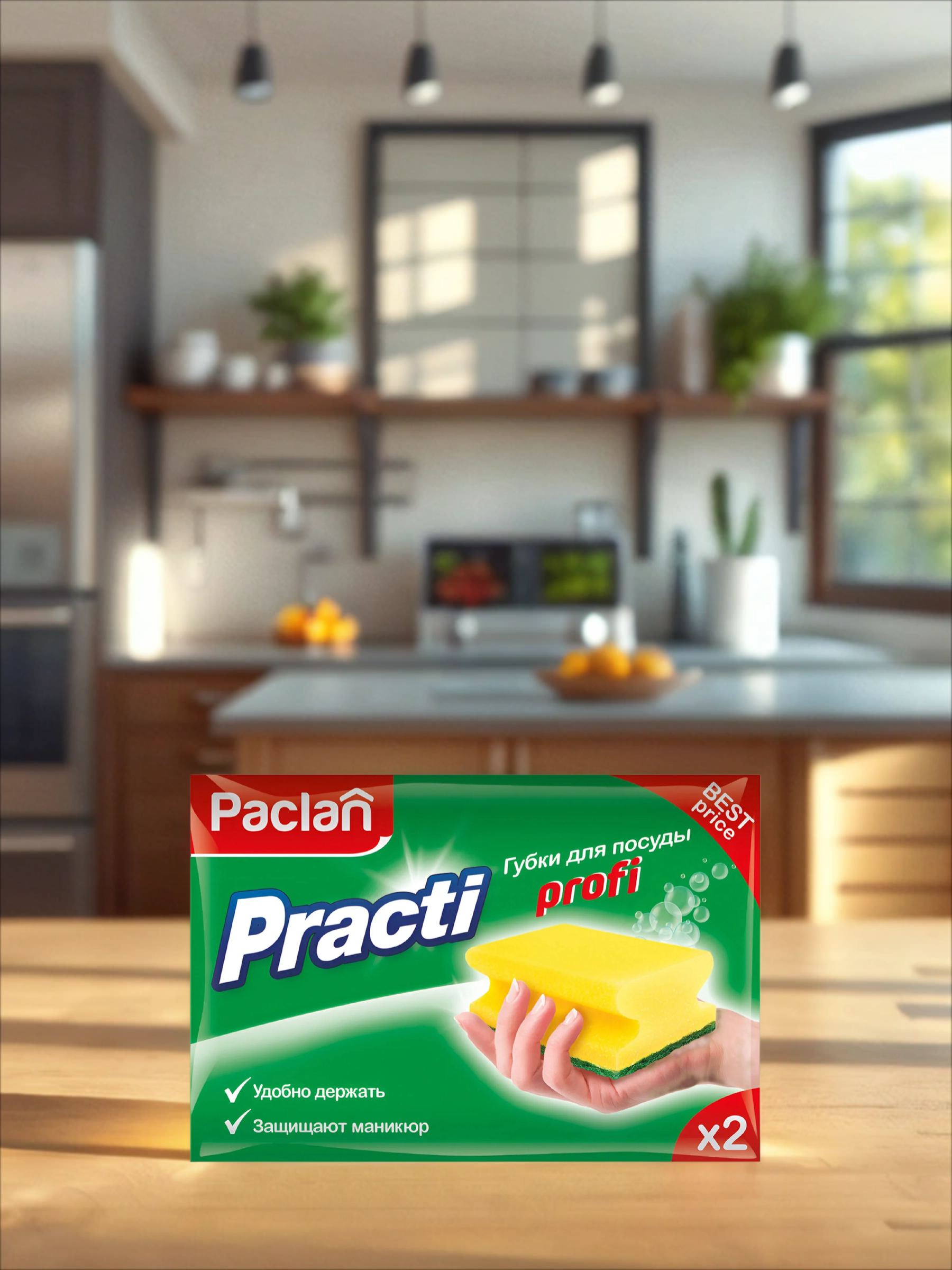 Paclan Practi Profi Губки для мытья посуды 2 шт