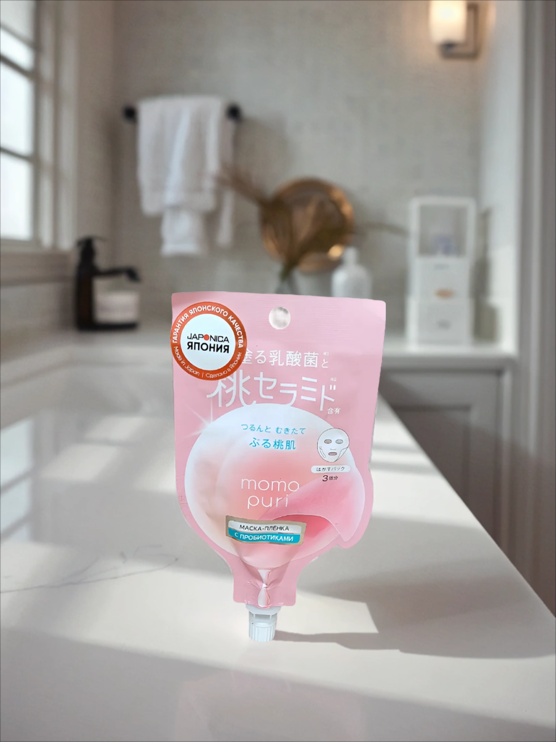 BCL Momo Puri Маска пузырьковая с пробиотиками, витаминами A, C, E и керамидами Увлажнение и упругость 20 гр