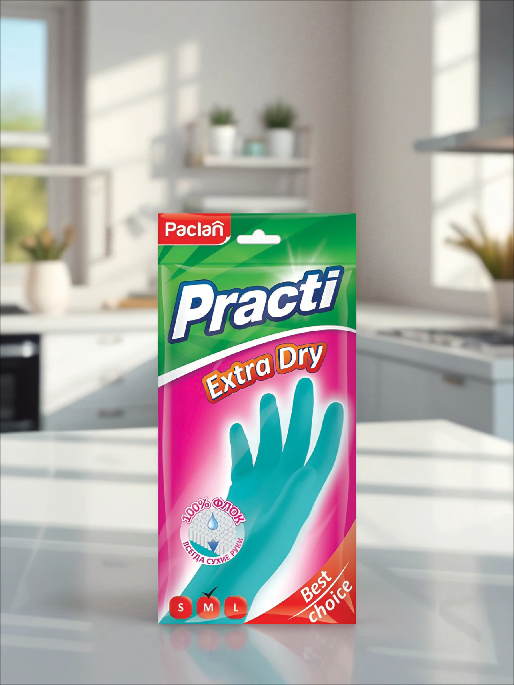 Paclan Practi Extra Dry Перчатки резиновые размер M