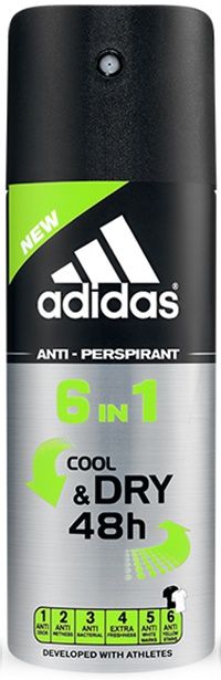 Adidas Cool & Dry 6в1 Дезодорант-антипереспрант спрей для мужчин 150 мл