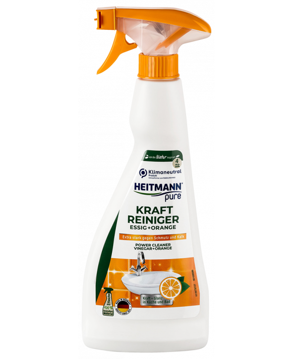 Heitmann Pure Kraft Reiniger Essig + Orange Анти-известь Уксус + Апельсин Сильнодействующий спрей для удаления известкового налета с уксусом и апельсиновым маслом 500 мл
