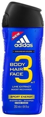 Adidas Body-Hair-Face Sport Energy Гель для душа и шампунь мужской 250 мл