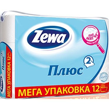 Zewa Плюс Туалетная бумага двухслойная Белая 12 рулонов