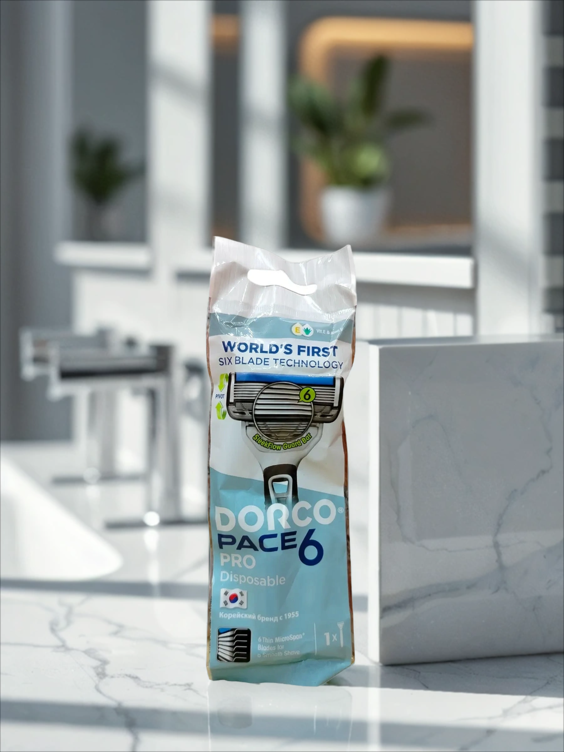 Dorco PACE 6 PRO Одноразовый бритвенный станок мужской 6-ти лезвийный с плавающей головкой