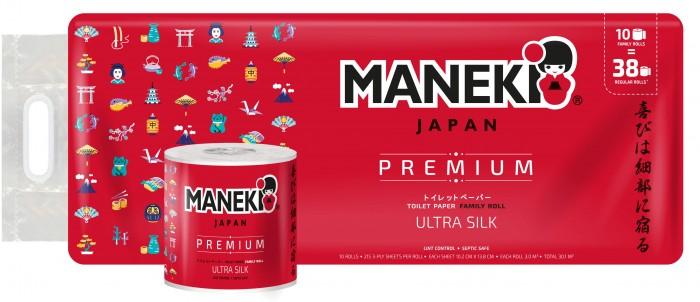Maneki Red Туалетная бумага трехслойная без аромата 10 рулонов