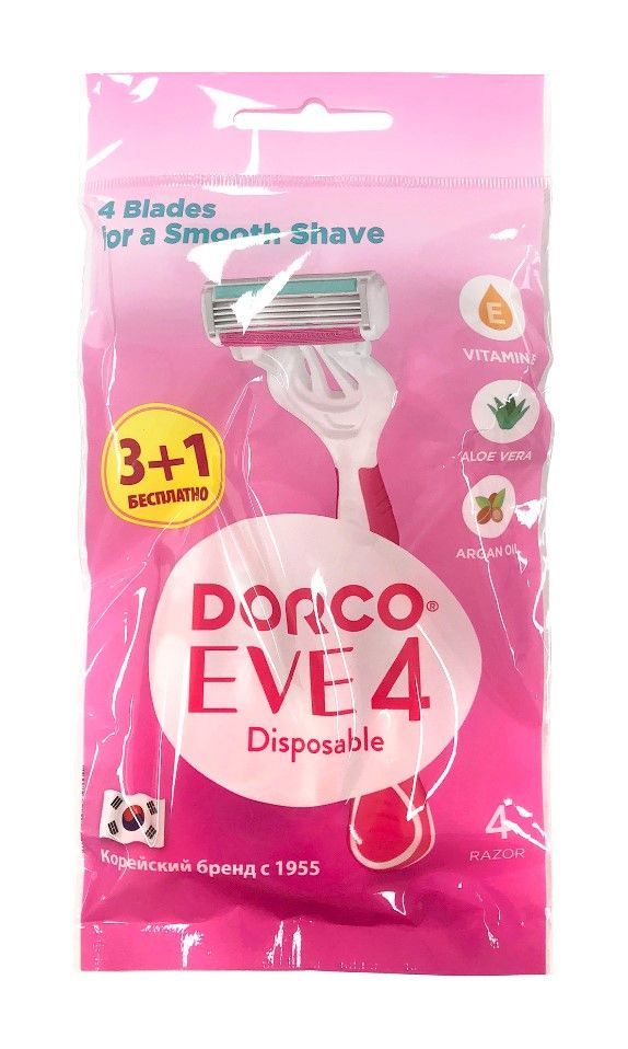 Dorco Eve 4 Disposable Одноразовые женские бритвенные станки 4-ех лезвийные с плавающей головкой 4 шт