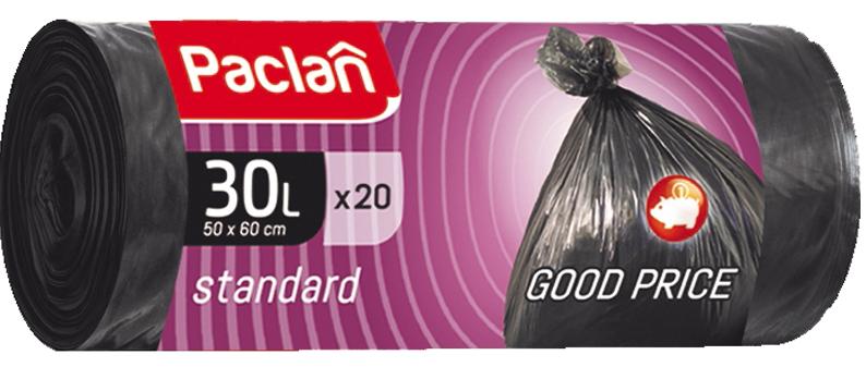 Paclan Мешки для мусора Standard черные 50*60 см 30л 20 шт