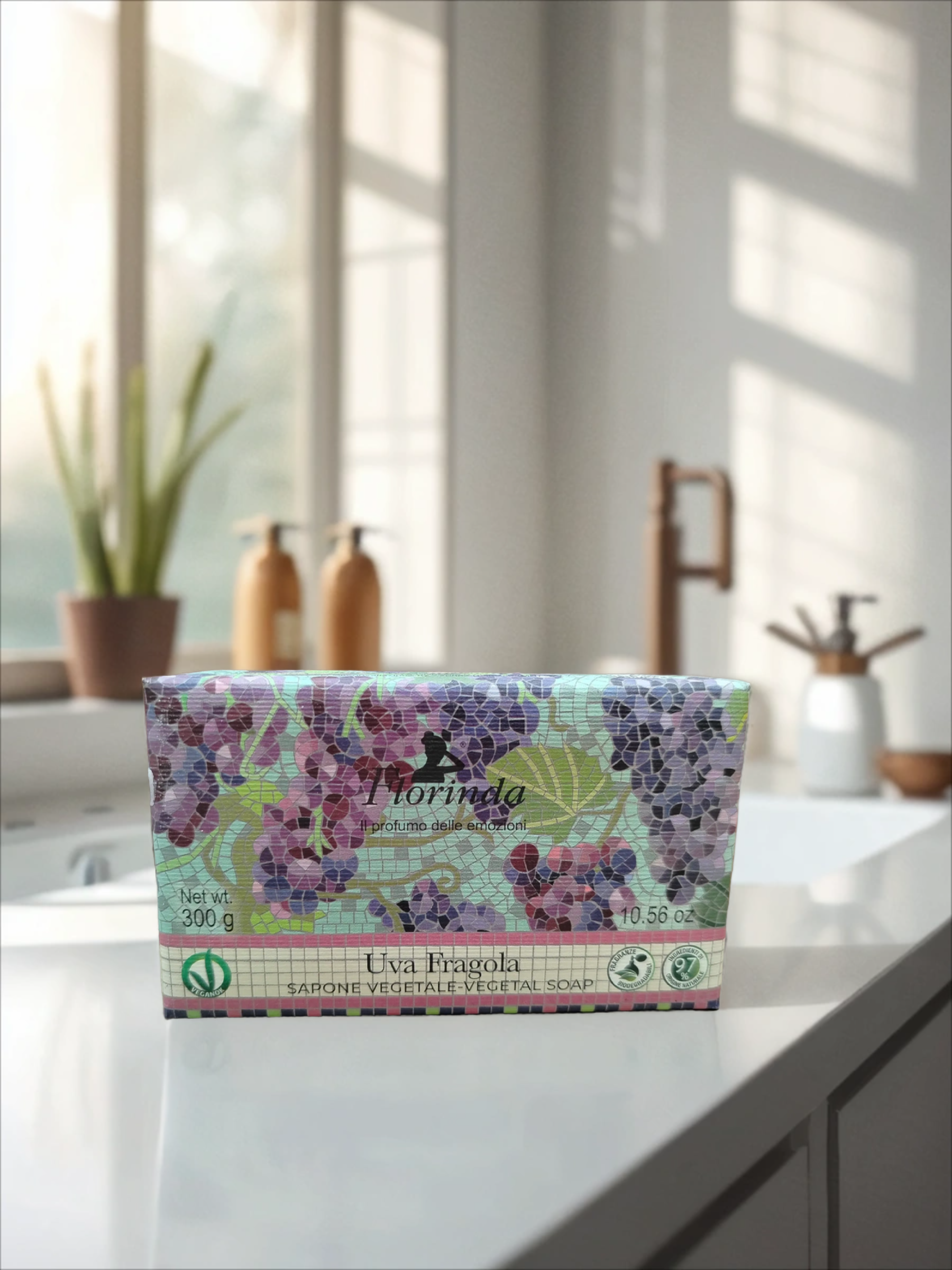 Florinda Vegetal Soap Strawberry Grape Мыло натуральное на основе растительных масел Клубника и Виноград 300 гр