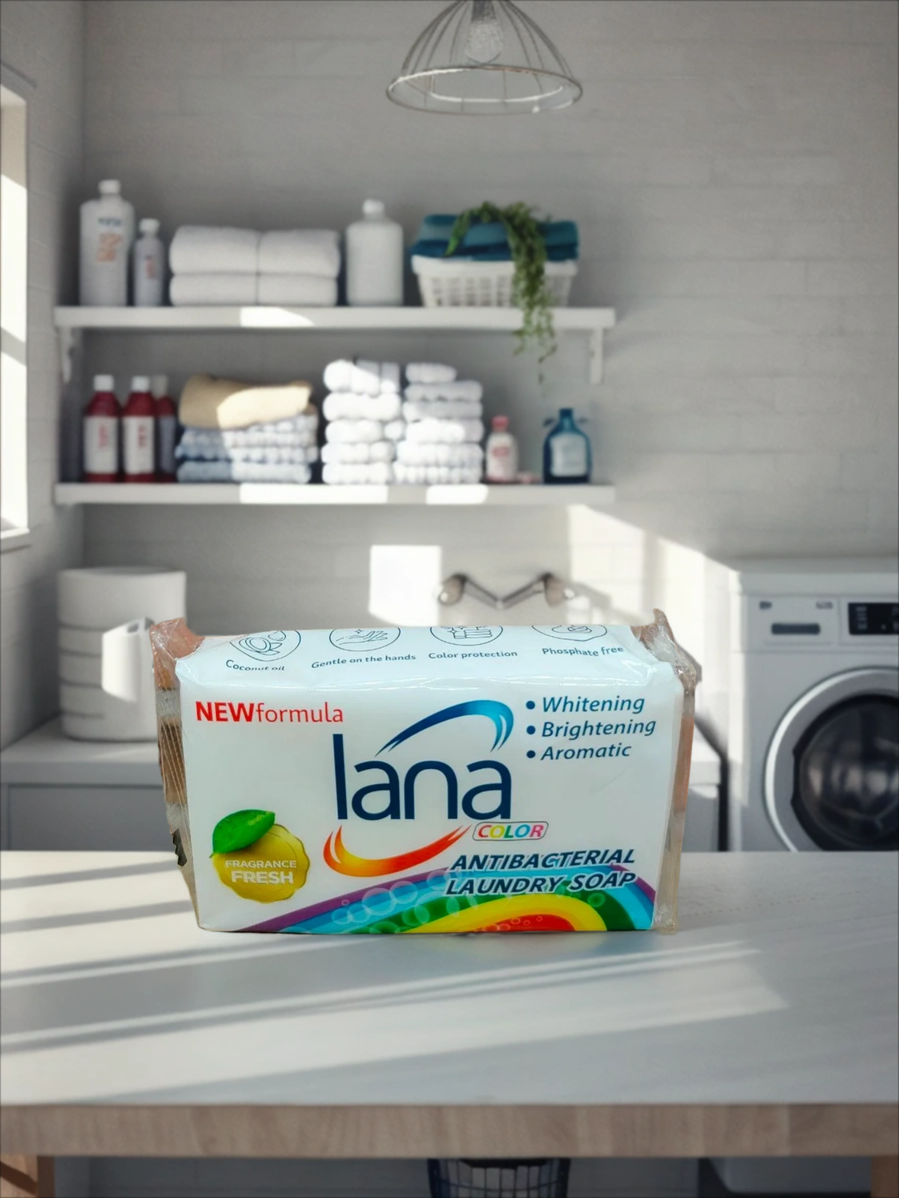 Lana Color Antibacterial Laundry Soap Fresh Хозяйственное мыло антибактериальное для стирки и застирывания Свежесть 255 гр