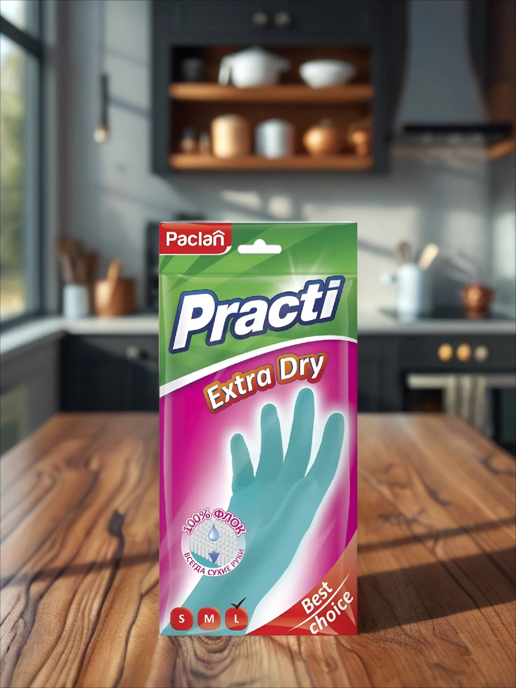 Paclan Practi Extra Dry Перчатки резиновые размер L