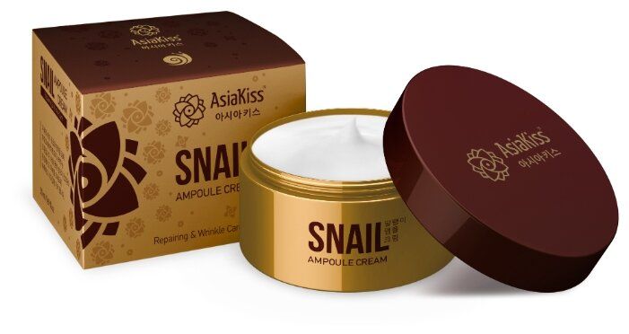 AsiaKiss Snail Ампульный крем для лица с экстрактом слизи улитки 50 мл