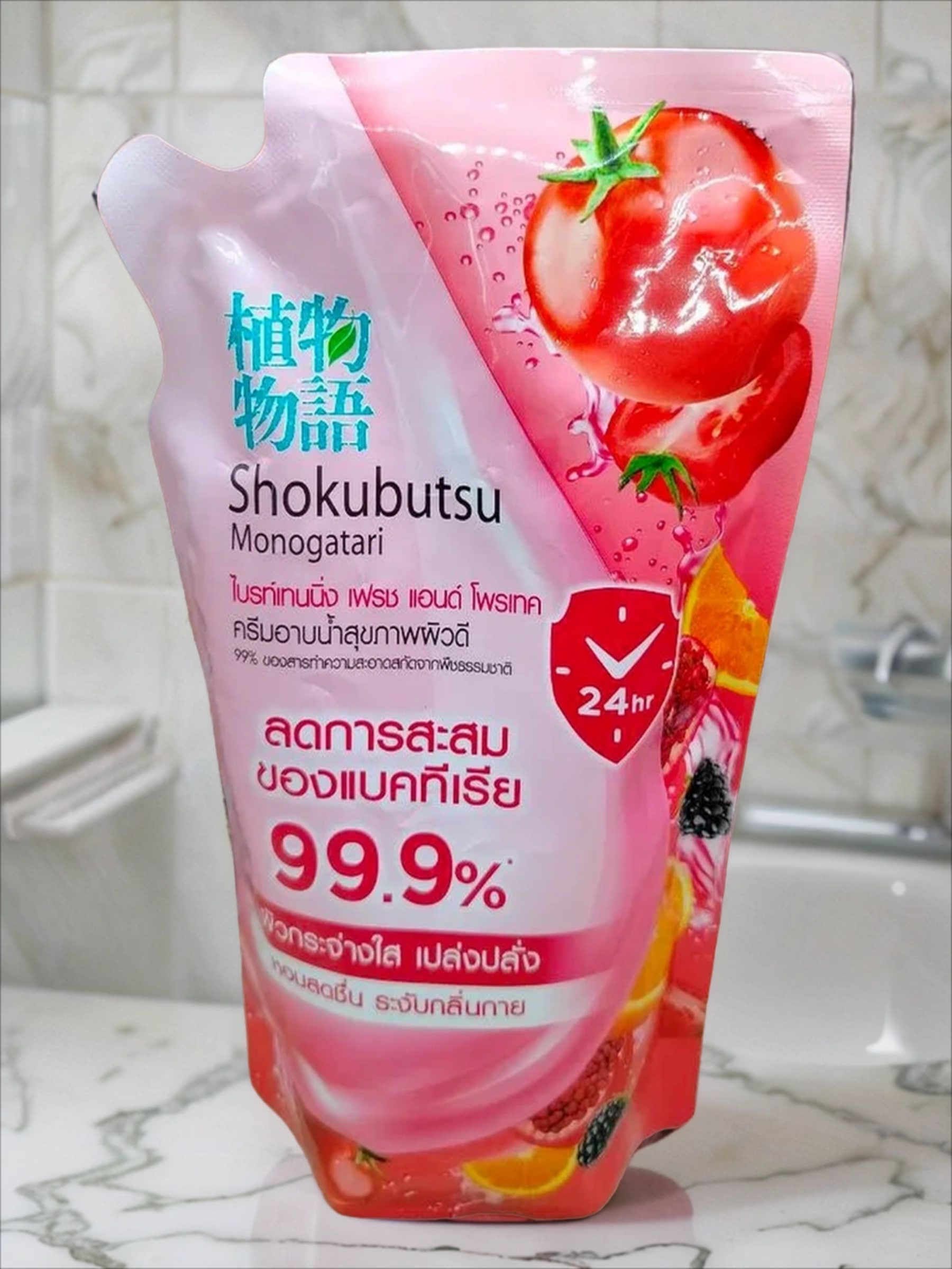 Lion Shokubutsu Brightening Fresh & Protect Крем-гель для душа Здоровье и защита 400 мл запасной блок