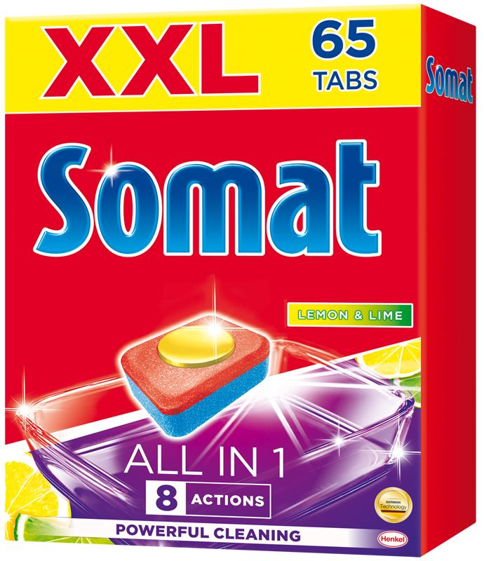 Somat All in One Таблетки для посудомоечных машин Лимон и Лайм 65 шт