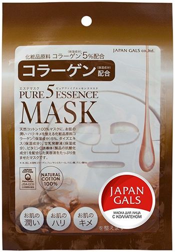 Japan Gals Pure 5 Essense Маска для лица с коллагеном 1 шт