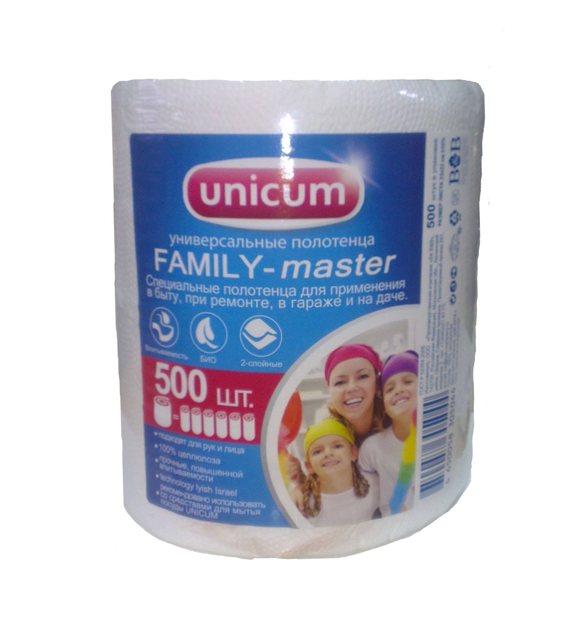 UNiCUM Универсальные полотенца отрывные Family-Master 500 листов в рулоне по 23*22 см
