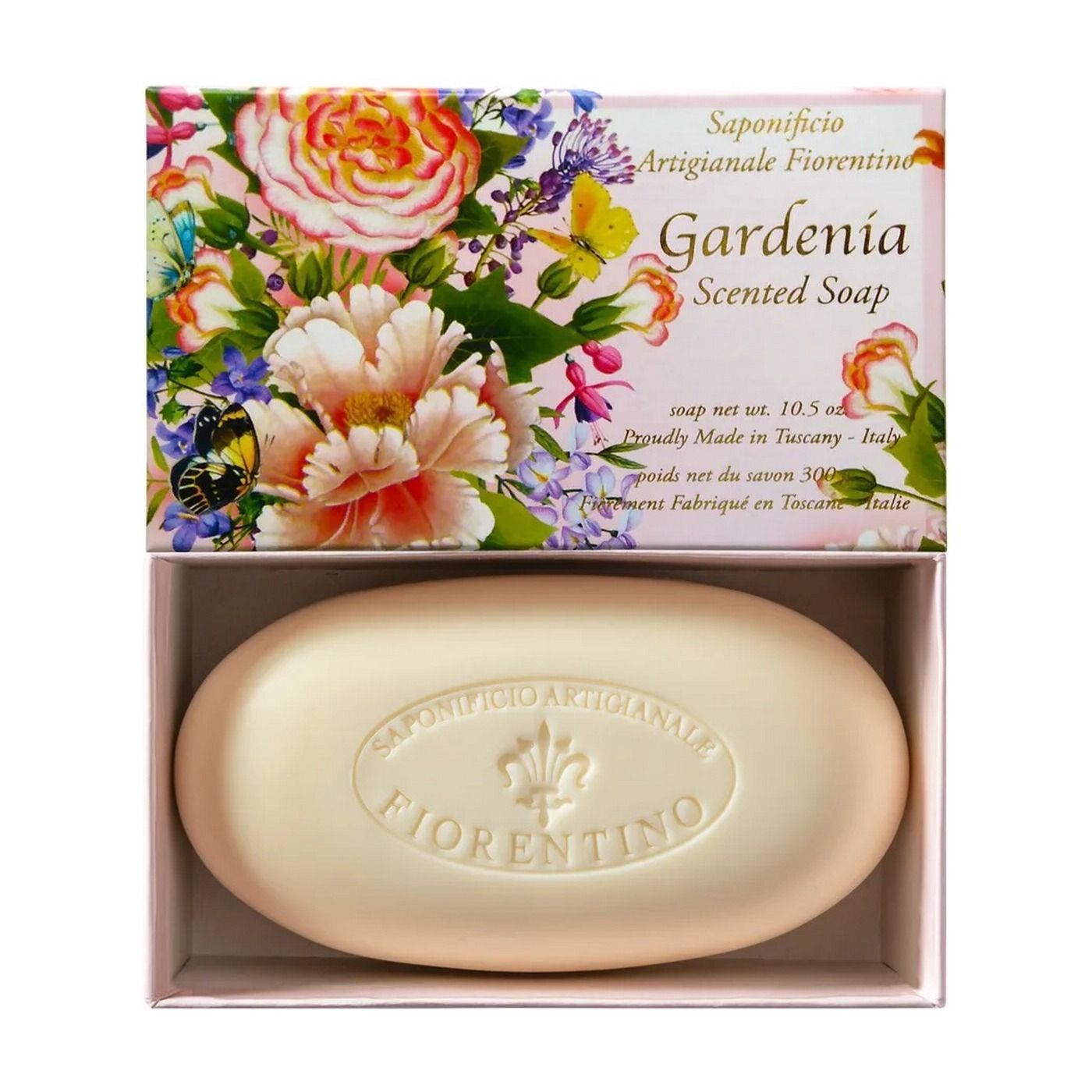 Saponificio Artigianale Fiorentino Gardenia Мыло туалетное ручной работы с ароматом Гардении 300 гр в коробке