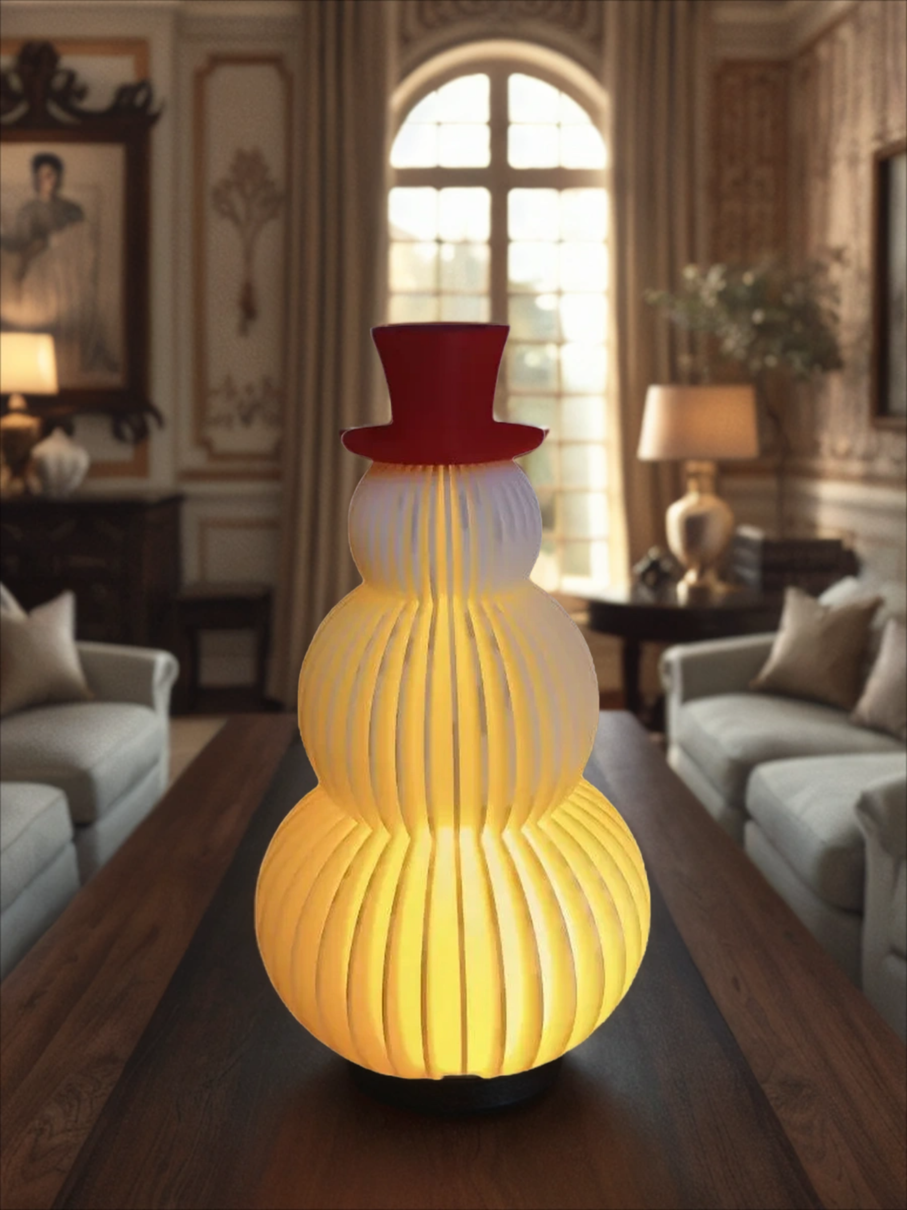 POAC Светильник-подсвечник Снеговик в Красной шляпе