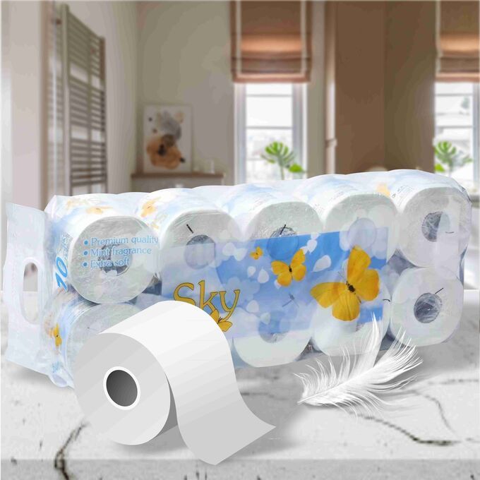 Gotaiyo Sky Туалетная бумага трехслойная с ароматом ментола в индивидуальной упаковке 10 шт