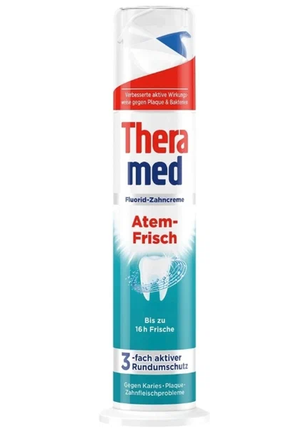 Thera-Med Зубная паста Atem-Frisch свежесть на 16ч от кариеса и болезни десен Зеленая