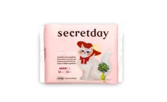 Secret Day Pure Love M Хлопковые гигиенические прокладки 24,5 см 4 капли 16 шт