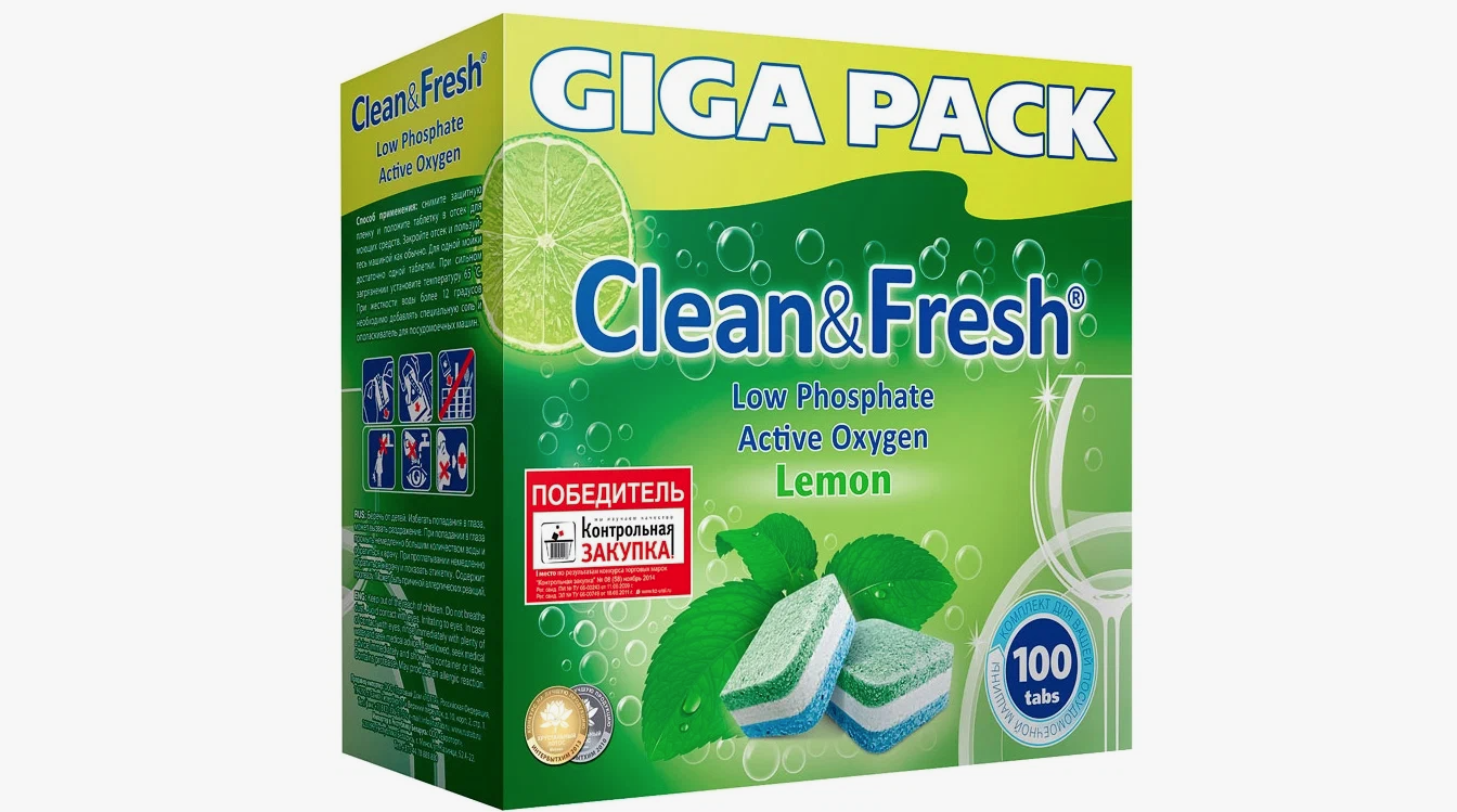Clean & Fresh All in 1 Таблетки для всех типов посудомоечных машин 100 шт