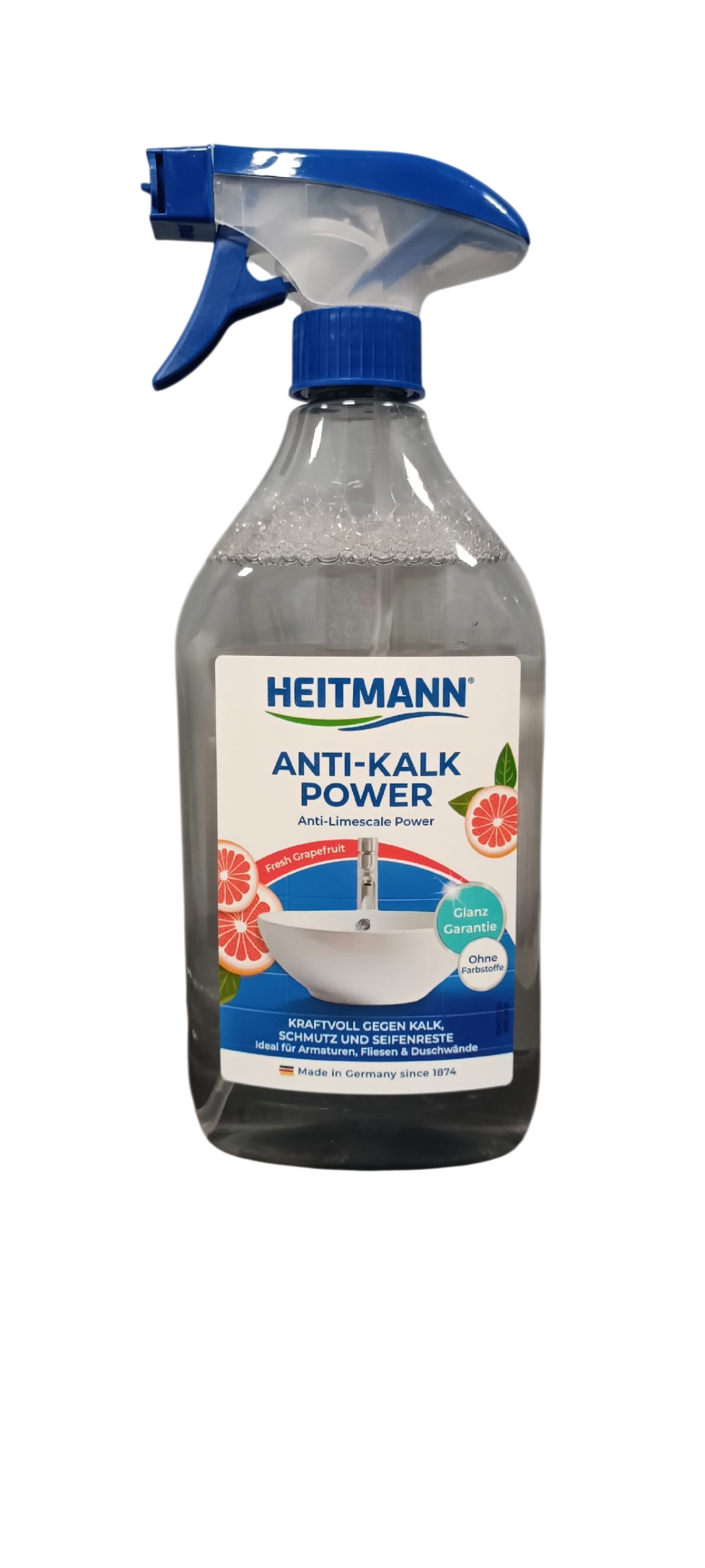 Heitmann Anti-Kalk Power Fresh Grapefruit Анти-известь Мощный спрей очиститель для акриловых ванн, душевых кабин, смесителей 500 мл
