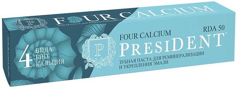 PresiDENT Зубная паста Four Calcium для реминерализации и укрепления эмали 75 мл