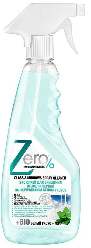 Zero Эко спрей для очищения стекол и зеркал на натуральном белом уксусе с мятой 420 мл