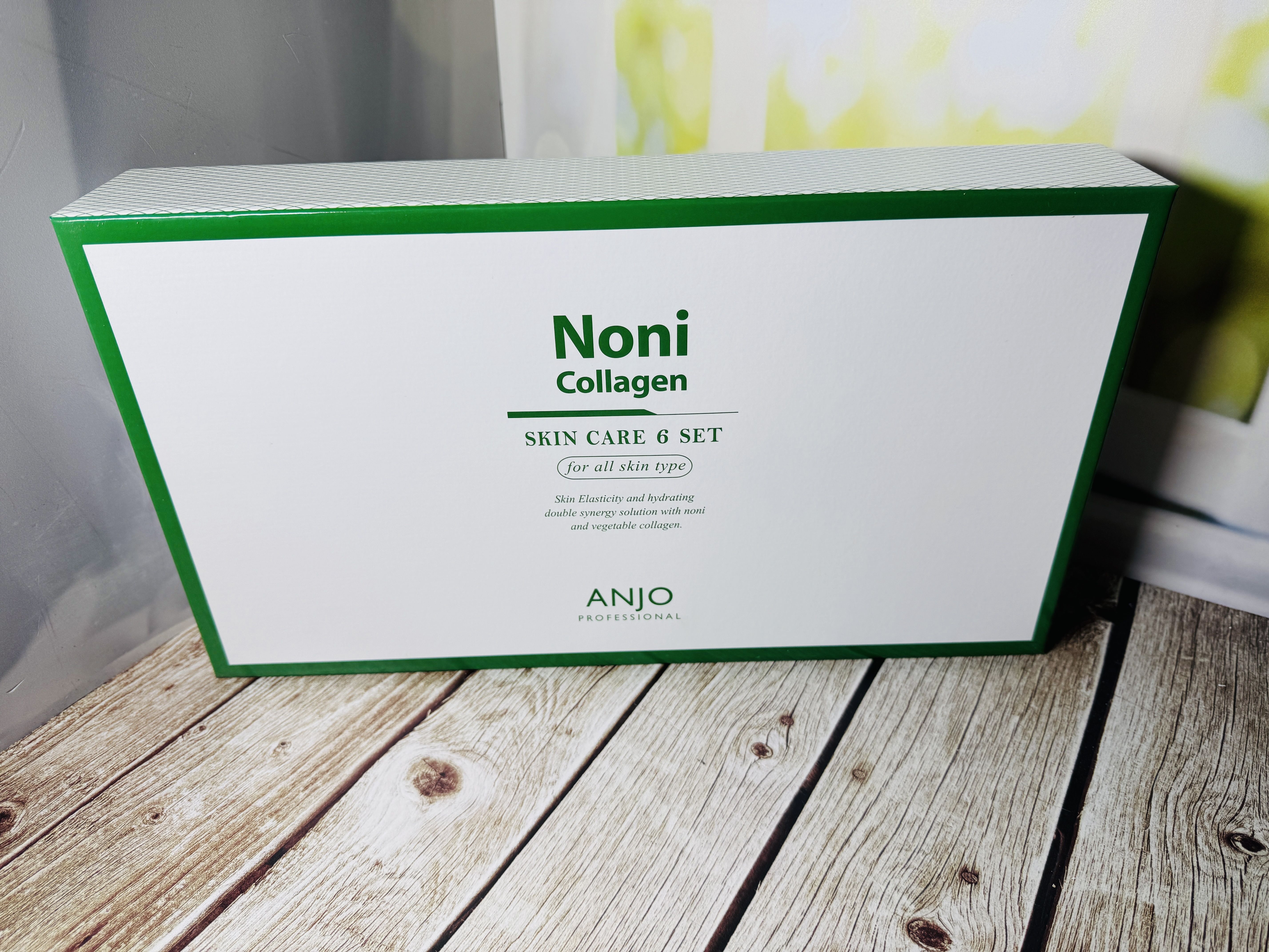 Anjo Professional Skin Care 6 Set Noni Collagen Набор для лица коллагеновый с экстрактом Нони Тонер 210 мл + Эмульсия 210 мл + Крем для век 100 мл + Крем для лица 100 мл + Эссенция 40 мл 2 шт