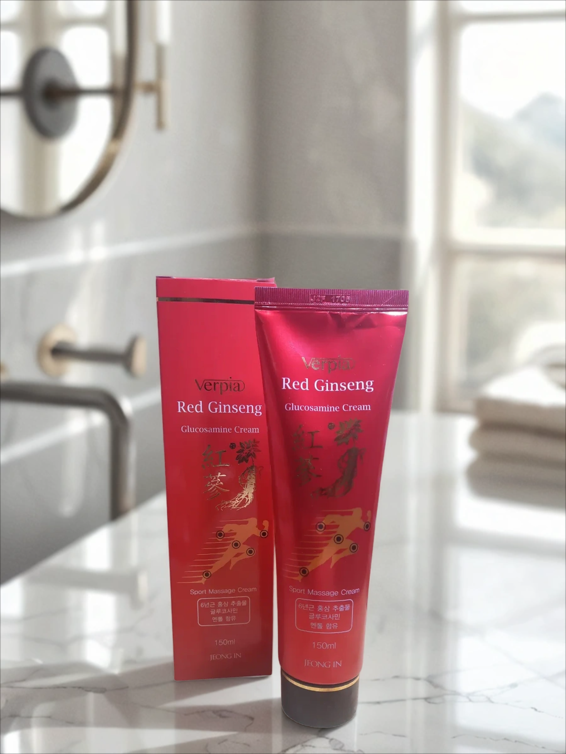 Jeong In Verpia Red Ginseng Glucosamine Cream Крем обезболивающий с красным женьшенем и глюкозамином 150 гр