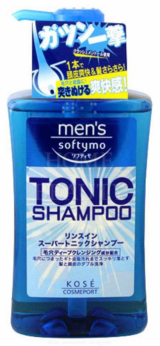 Kose Cosmeport Men's Softymo Мужской тонизирующий шампунь для волос с цитрусовым ароматом 550 мл