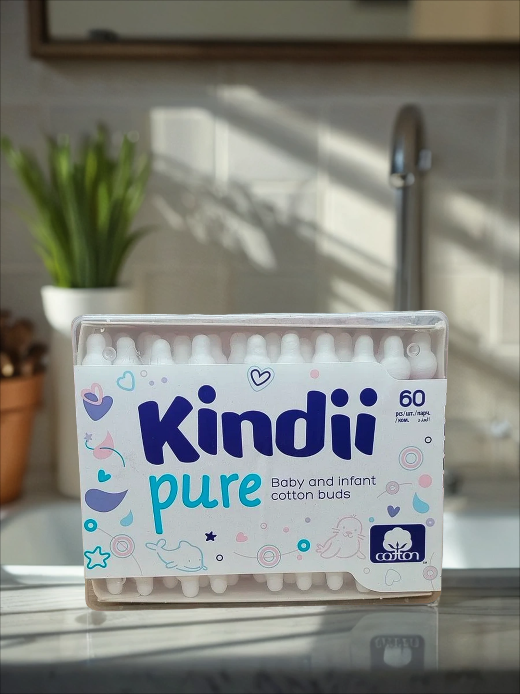 Kindii Pure Ватные палочки для детей 60 шт в коробке