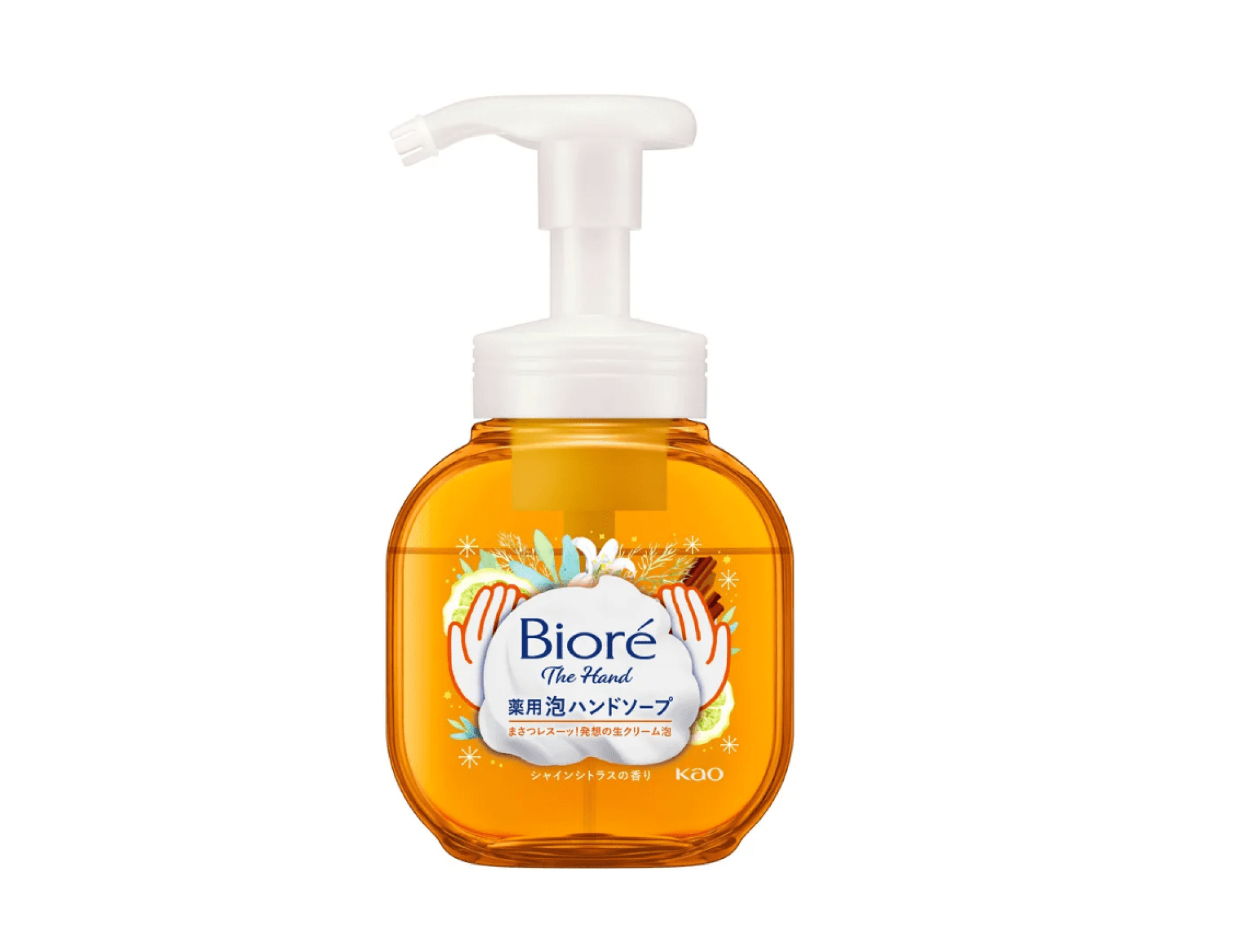 Kao Biore The Hand Foam Shine Citrus Мыло-пенка для рук антибактериальная с ароматом Цитрусов 250 мл