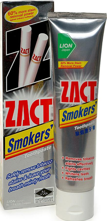 Lion Thai Zact Smokers Зубная паста отбеливающая для удаления табачного налета и пятен на зубах 150 гр в коробке