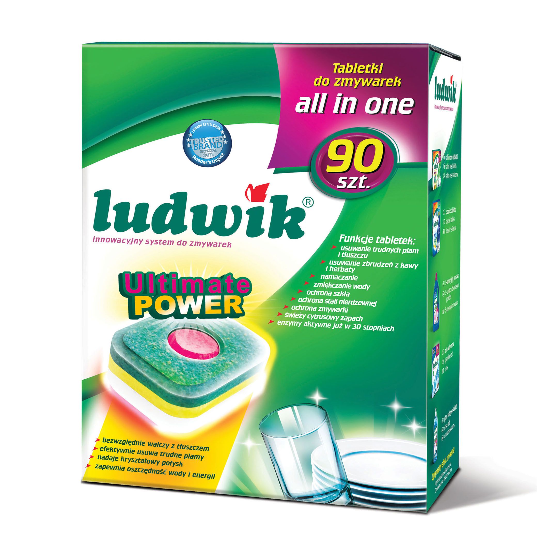 Ludwik ALL in one Ultimate Power Таблетки для посудомоечных машин Лимон 90 шт