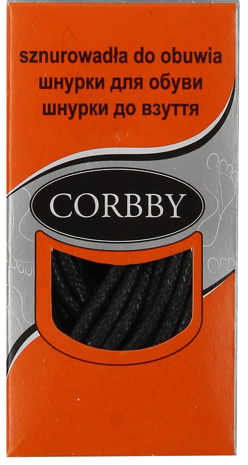 Corbby Шнурки 90 см Круглые Тонкие с пропиткой Черные