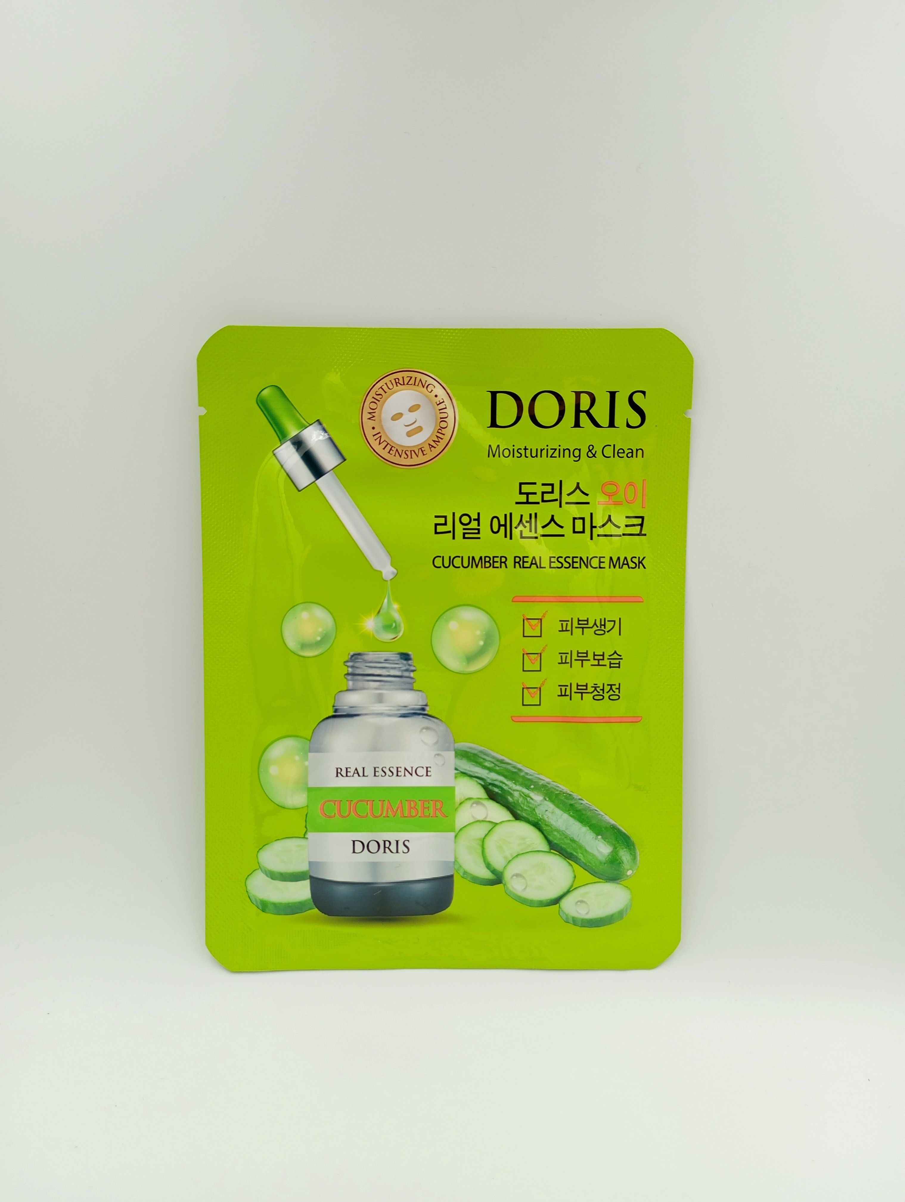 Jigott Doris Real Essence Mask Cucumber Тканевые маски для лица с экстрактом Огурца 25 мл 10 шт