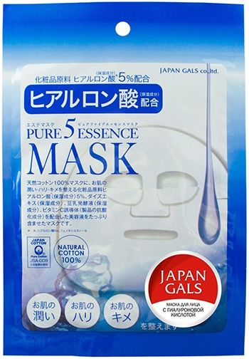 Japan Gals Pure 5 Essense Маска для лица с гиалуроновой кислотой 1 шт