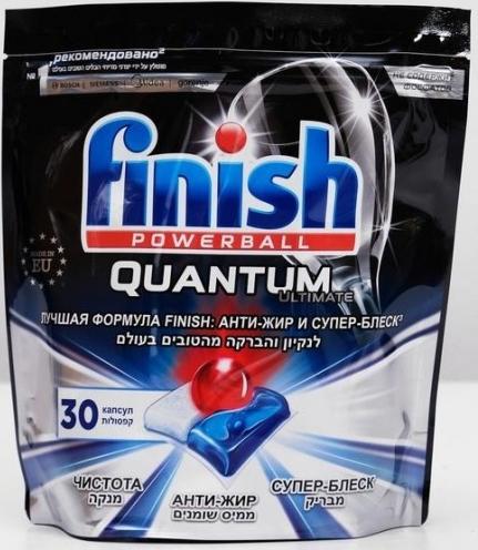Finish PowerBall Quantum Ultimate Капсулы для посудомоечной машины 30 шт в zip-пакете