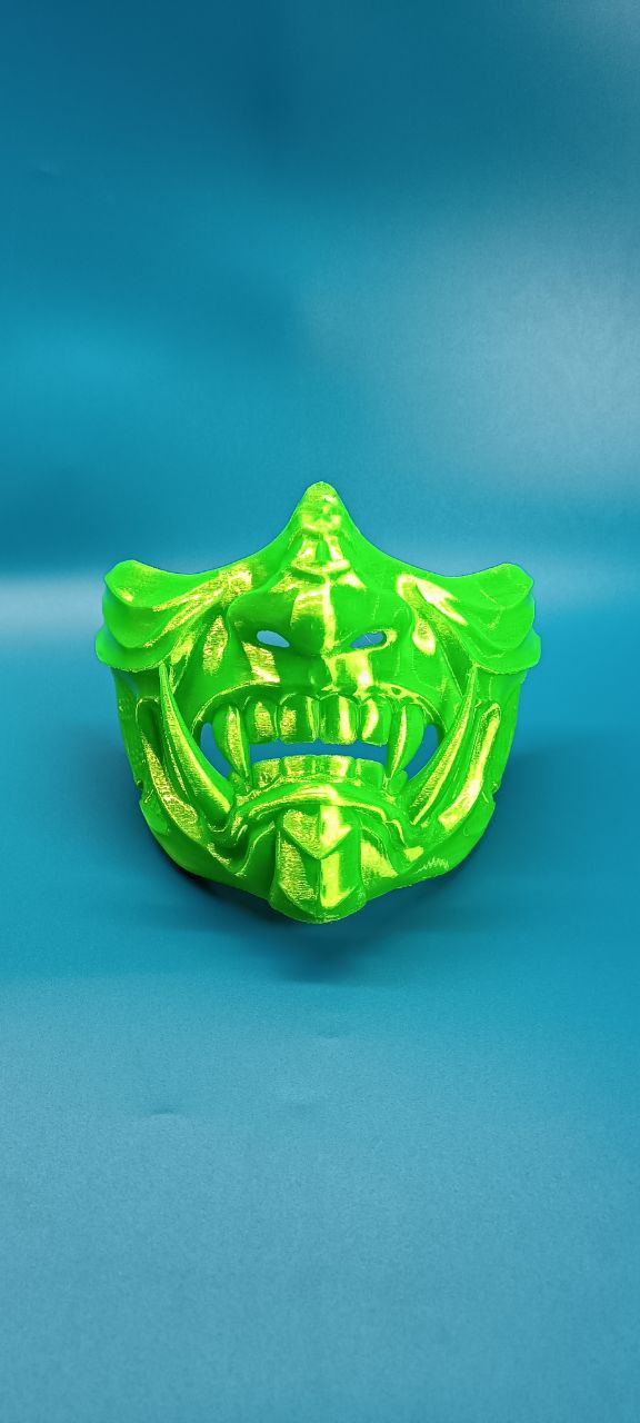 POAC Маска японская демон Они Ярко-зеленая флуоресцентная