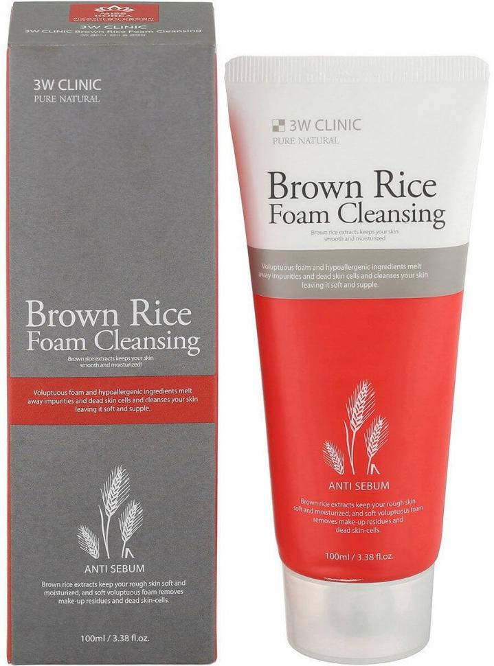3W Clinic Foam Cleansing Brown Rice Пенка для умывания с Коричневым рисом 100 мл
