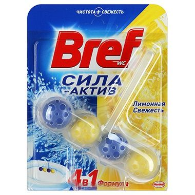 Bref Сила-Актив Чистящая подвеска для унитаза Лимонная свежесть 4 в 1 50 гр