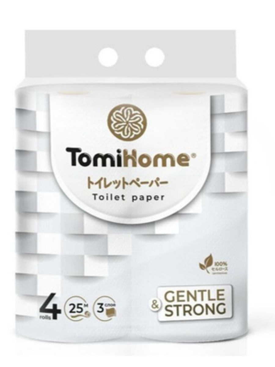 TomiHome Geometry Gentle & Strong Туалетная бумага трехслойная с перфорацией 25 м 4 рулона 10*12 см 208 листов