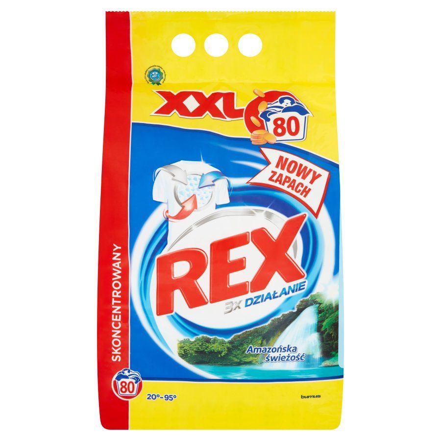 Burnus REX 3x Active Стиральный порошок для белого белья с формулой тройного действия Свежесть амазонки 6 кг на 80 стирок в мягкой упаковке