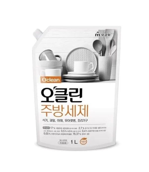 Mukunghwa O'clean Средство для мытья посуды, детских бутылочек, овощей и фруктов 1 л в мягкой упаковке