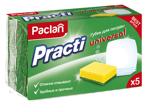 Paclan Practi Universal Губки для мытья посуды универсальные 5 шт