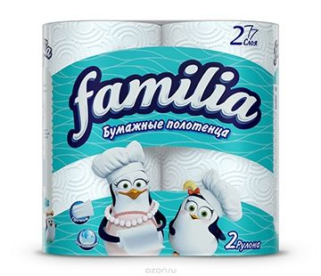 Famillia Полотенца бумажные 2-ух слойные Белые 2 рулона