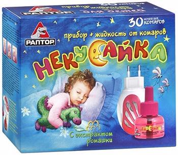 Раптор Некусайка Комплект Жидкость от комаров для детей 45 ночей + электрофумигатор
